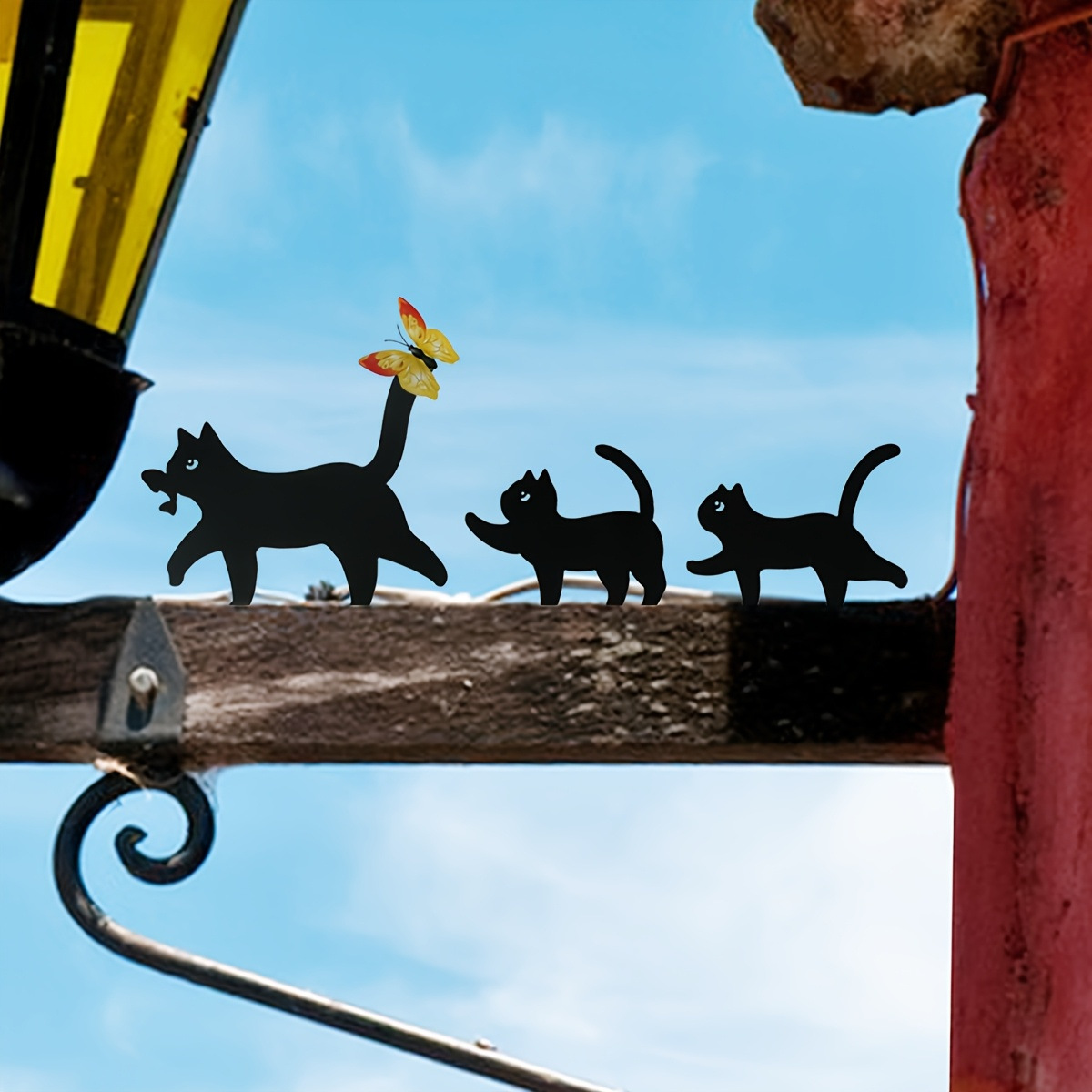 Black Cat Family Fence Decor β 3 Piece Metal Set