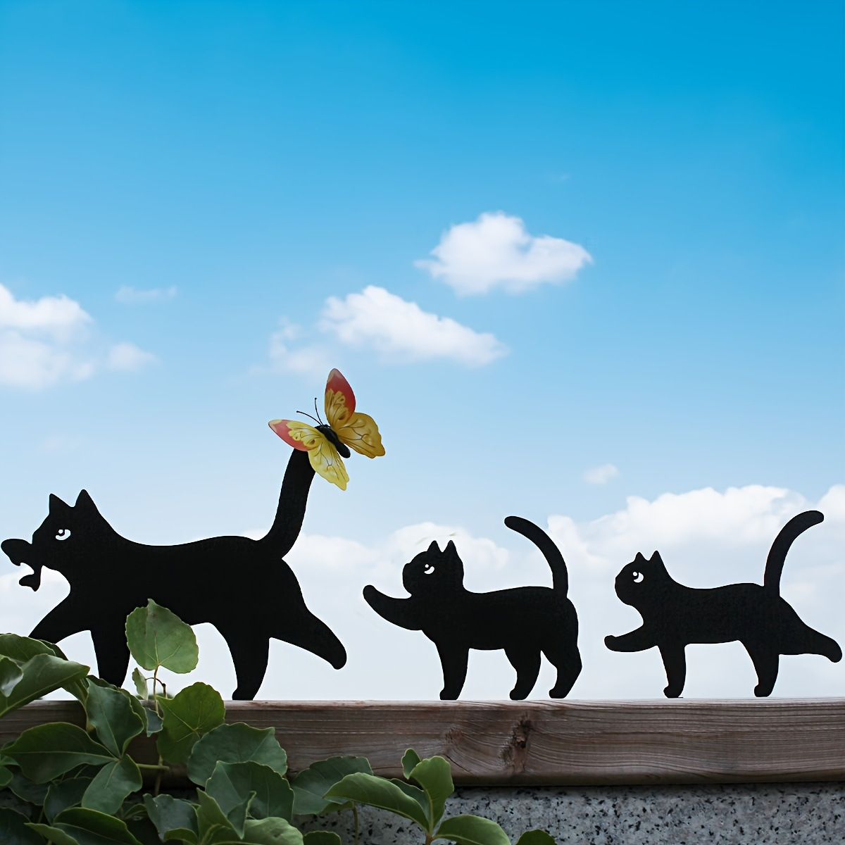 Black Cat Family Fence Decor β 3 Piece Metal Set