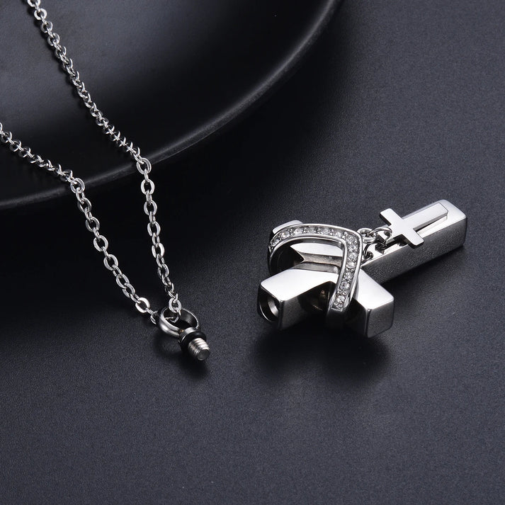 CROSS PENDANT FOR ASHES HOLY WATER