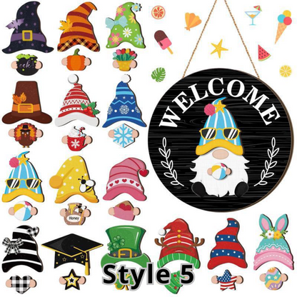 Interchangeable Gnome Welcome Sign