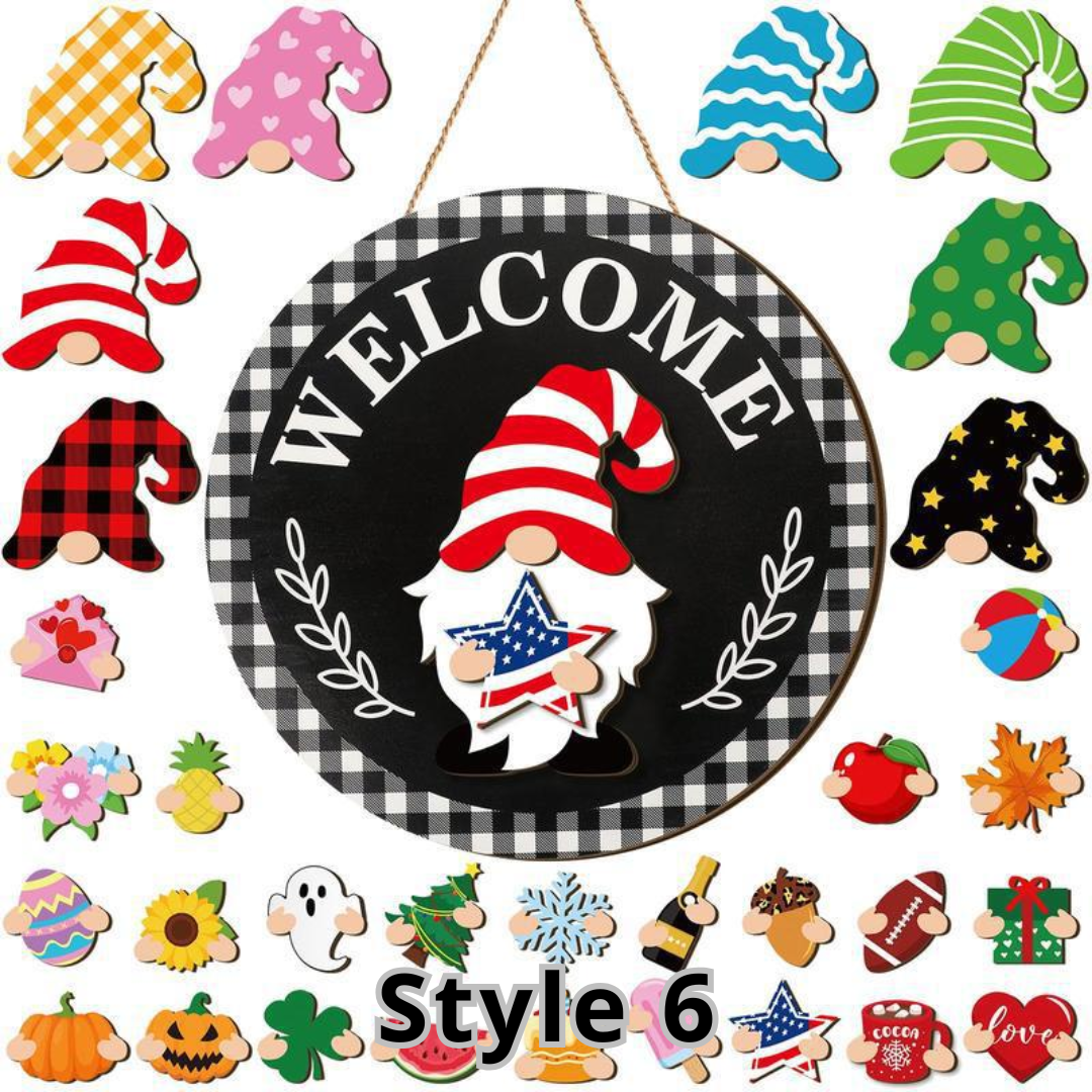 Interchangeable Gnome Welcome Sign