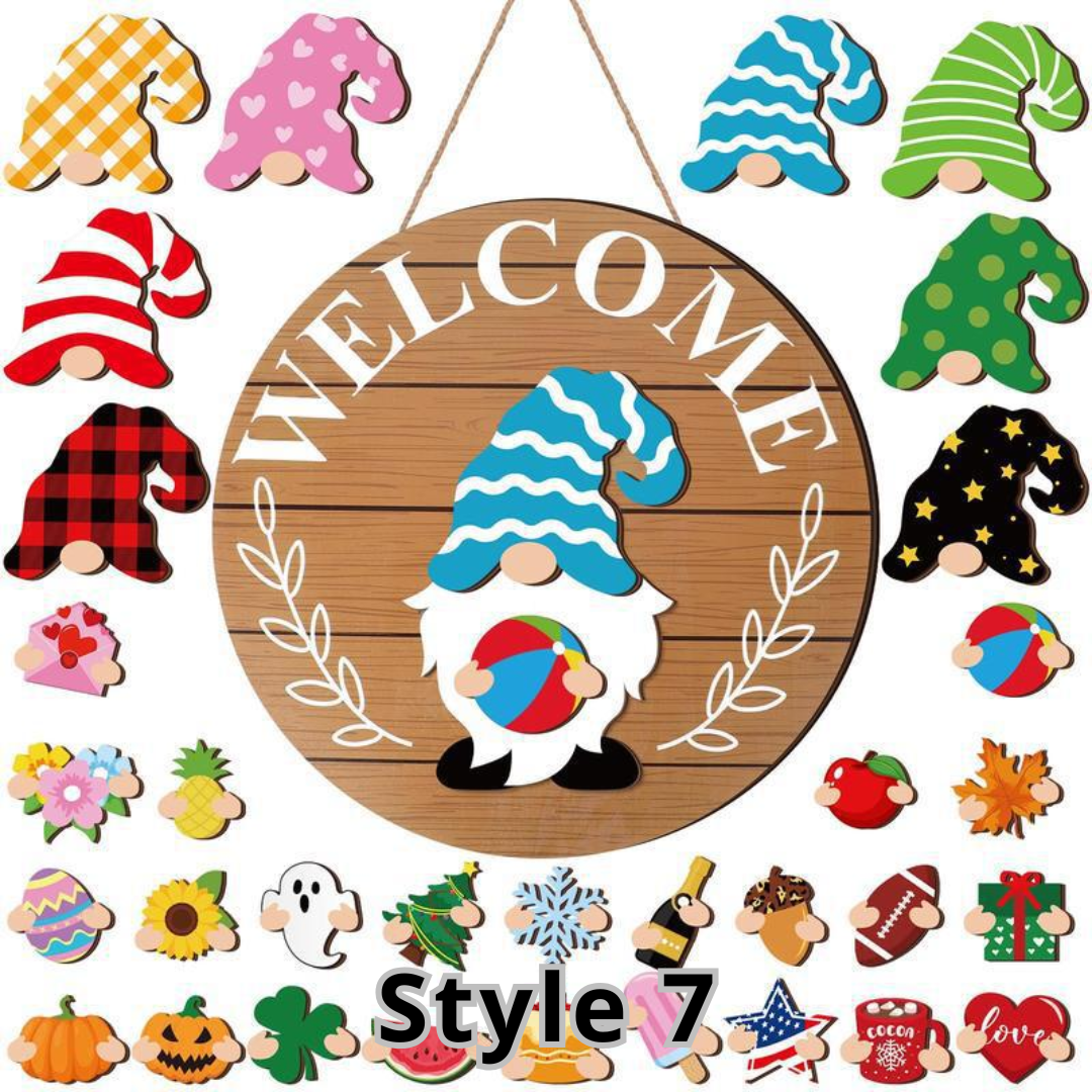 Interchangeable Gnome Welcome Sign
