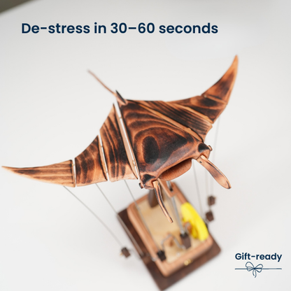 Handcrafted Wooden Manta Ray Automaton