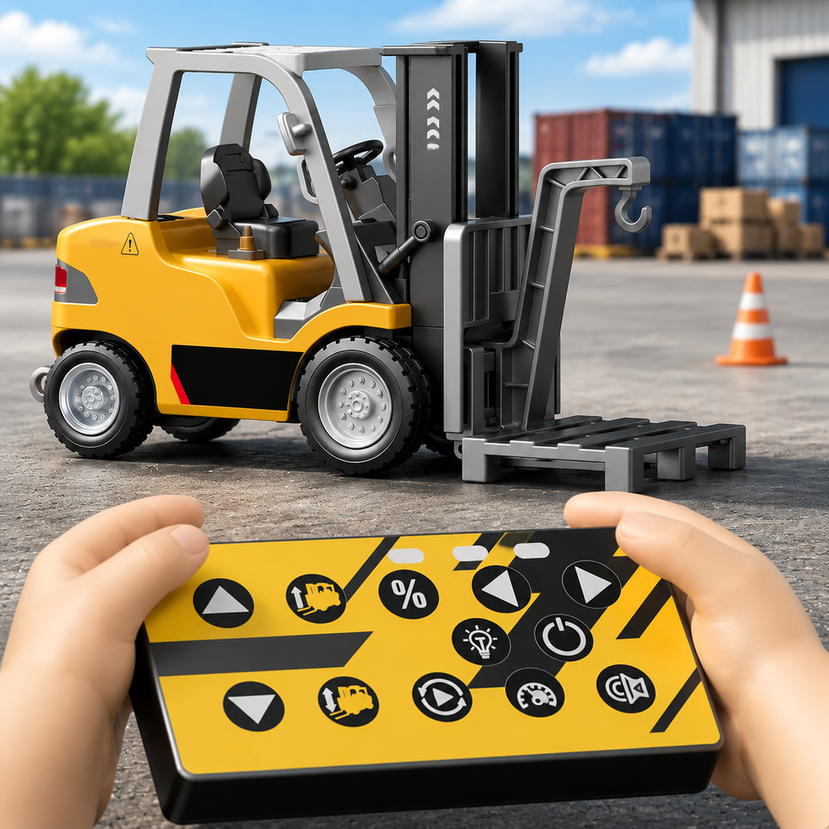 Mini RC Forklift Toy – Metal Truck & Accessories