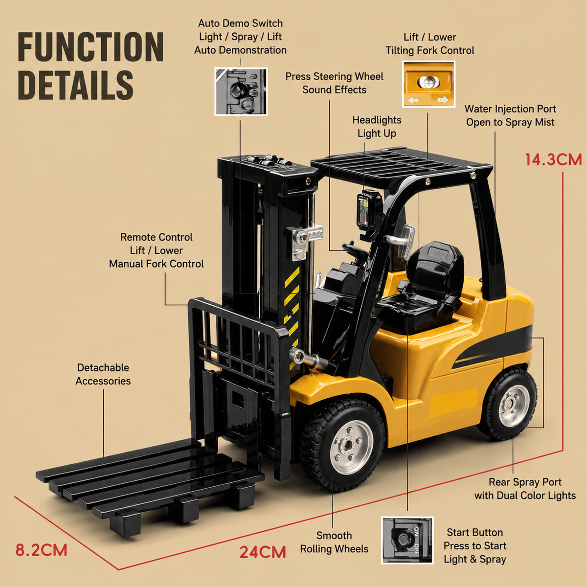 Mini RC Forklift Toy – Metal Truck & Accessories