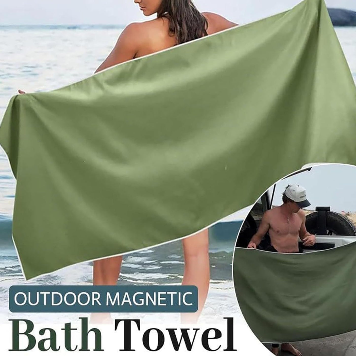 Portable magnetic multi-purpose bath towel