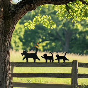 Black Cat Family Fence Decor – 3 Piece Metal Set
