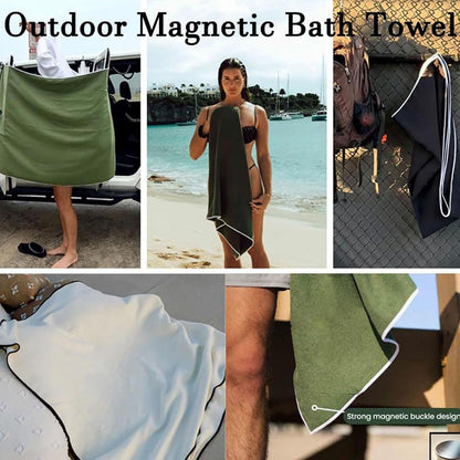 Portable magnetic multi-purpose bath towel