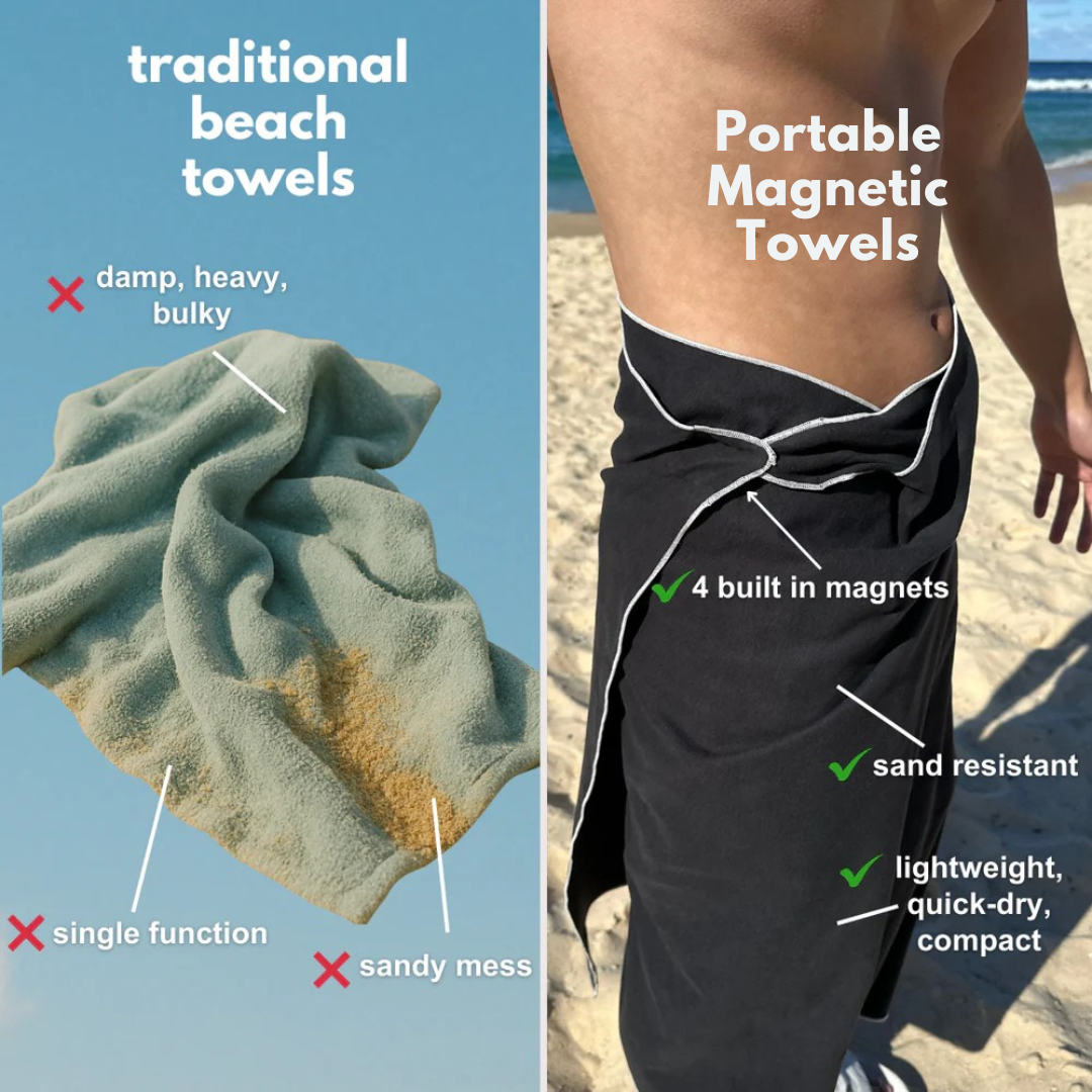 Portable magnetic multi-purpose bath towel