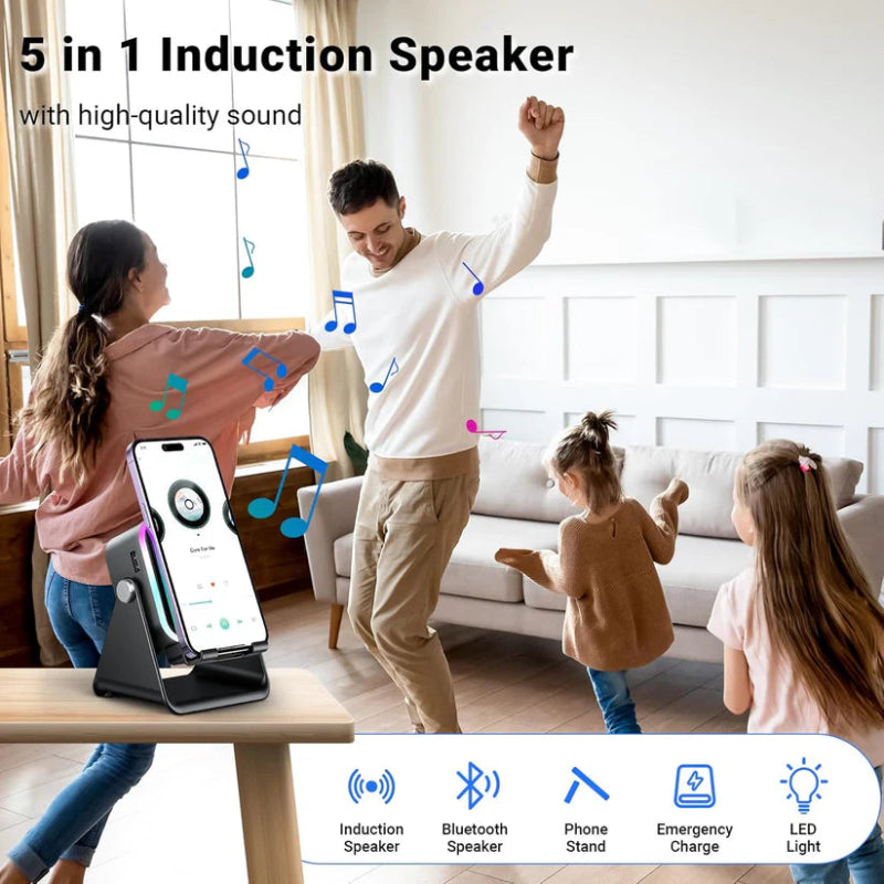 📱 5-in-1 Phone Speaker Stand – Sound Boost & Desk Holder