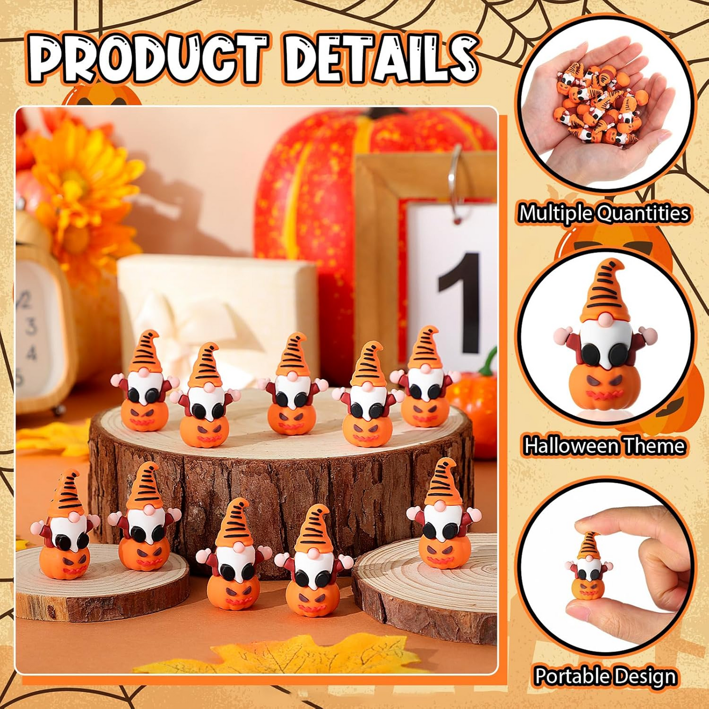 Mini Gnomes Figures Halloween Pumpkins(50pcs)