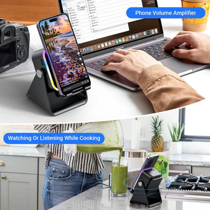 📱 5-in-1 Phone Speaker Stand – Sound Boost & Desk Holder