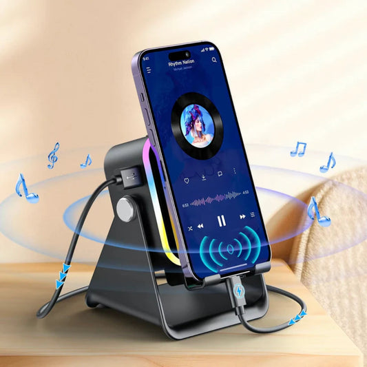 📱 5-in-1 Phone Speaker Stand – Sound Boost & Desk Holder