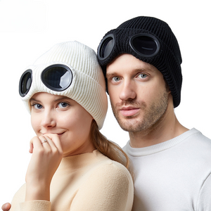 Casual Soft Goggle Lens Design Beanie Hat