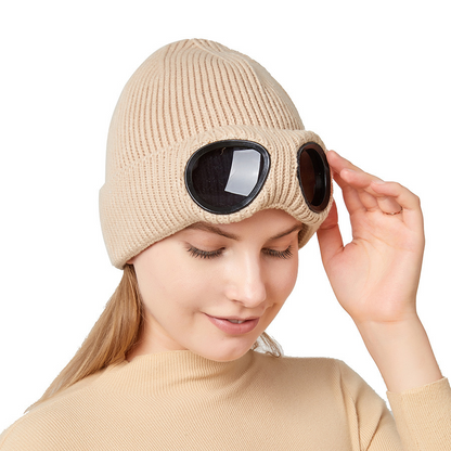 Casual Soft Goggle Lens Design Beanie Hat