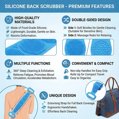 Double-Sided Silicone Shower Back Scrubber
