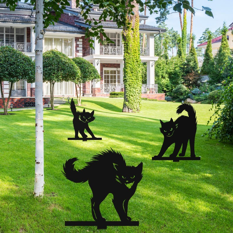 Black Cat Metal Yard Stake(3-piece set)