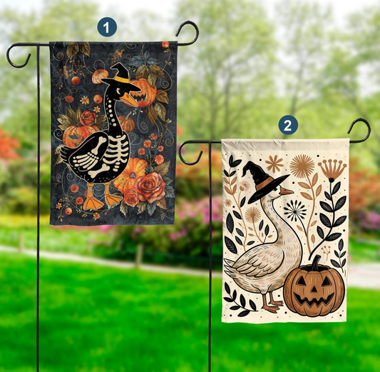 Funny Halloween Goose Garden Flag