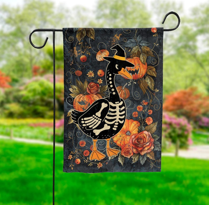 Funny Halloween Goose Garden Flag