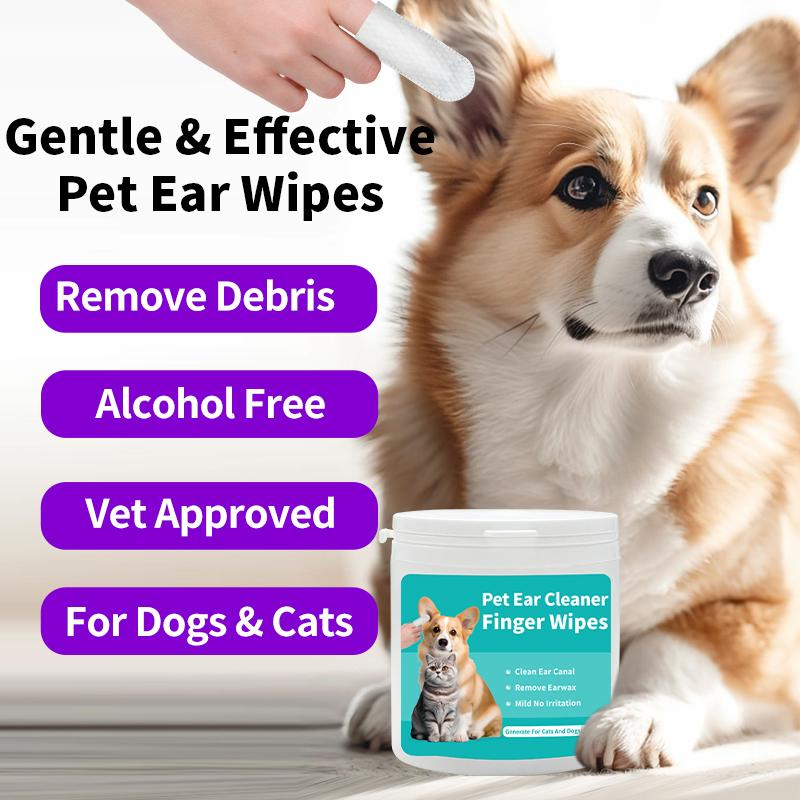 Pet Cleaning Kit - 100 Pet Care Finger Wipes + 12 Pet Glove Wipes