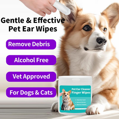 Pet Cleaning Kit - 100 Pet Care Finger Wipes + 12 Pet Glove Wipes