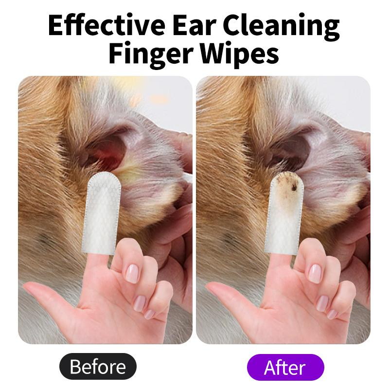 Pet Cleaning Kit - 100 Pet Care Finger Wipes + 12 Pet Glove Wipes