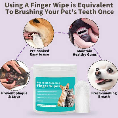 Pet Cleaning Kit - 100 Pet Care Finger Wipes + 12 Pet Glove Wipes