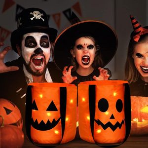 3 Pcs LED Lights Pumpkin Candy Bags